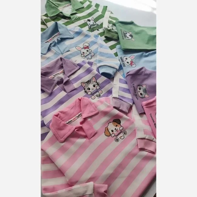 ست بلوز و شلوار راحتی بچگانه راه راه سایز 40 و 45