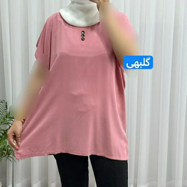 تاپ زنانه نخی شسته شده فری سایز مناسب تا سایز 50 چهارفصل تنخور آزاد و راحت