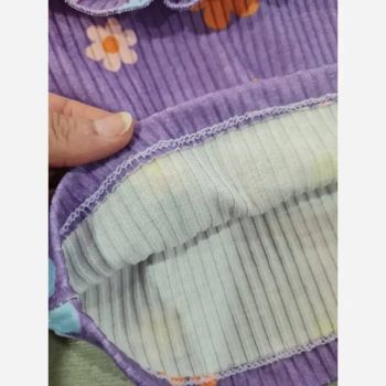 ست پاییزه دخترانه نوزادی بلوز و شلوار پنبه کبریتی سایز 6 ماه تا 1.5 سال رنگ بنفش و کرم