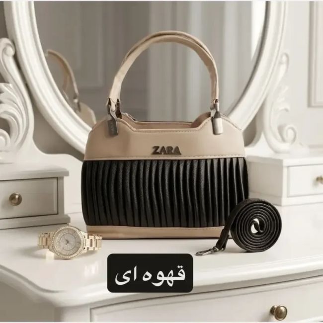 کیف زنانه چرم مصنوعی مجلسی دو بند جیب دار