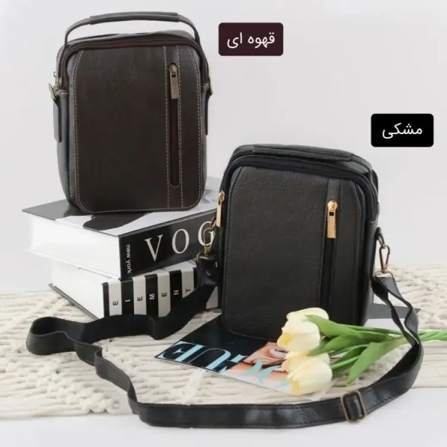 کیف دوشی مردانه چرم مصنوعی اسپرت روزمره مدل زیپی