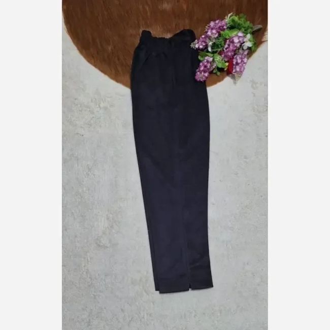 شلوار سوییت مخملی زنانه مشکی بغل چاک سایز 40 تا 46