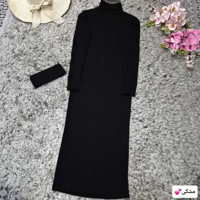 ماکسی یقه اسکی و هدبند آستین فینگردار جنس فانریپ کشی سایز 38 تا 48