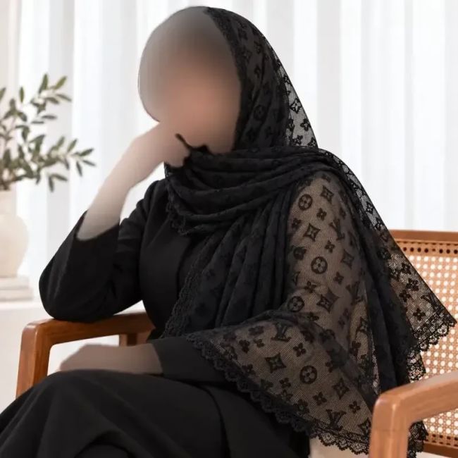 شال توری مشکی دوردانتل مدل لویی ویتون نخی قواره 180 در 64 سانت