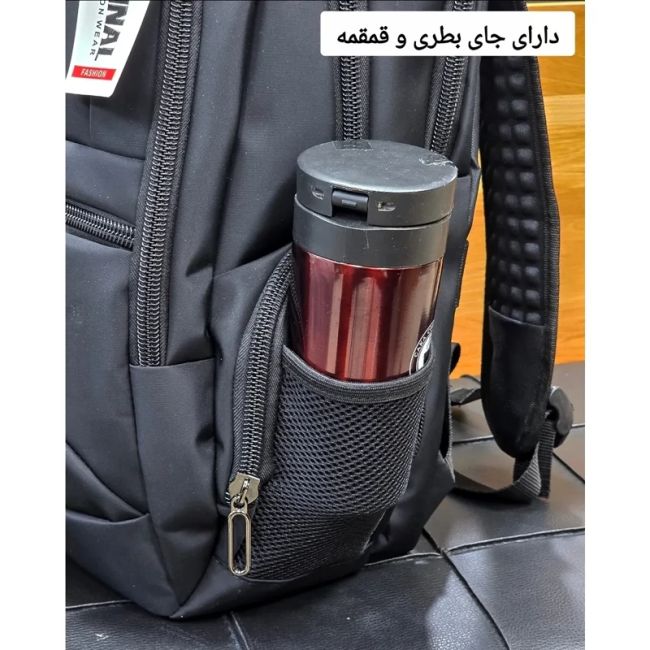 کوله پشتی اسپرت پارچه دیبا خارجی سه محفظه با جای لپ تاپ و پورت USB