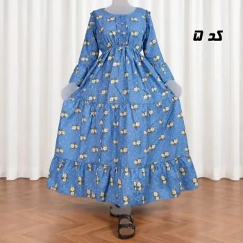 پیراهن ساحلی زنانه عروسکی هندی نخی فری سایز کمر کش دار کمربند دار