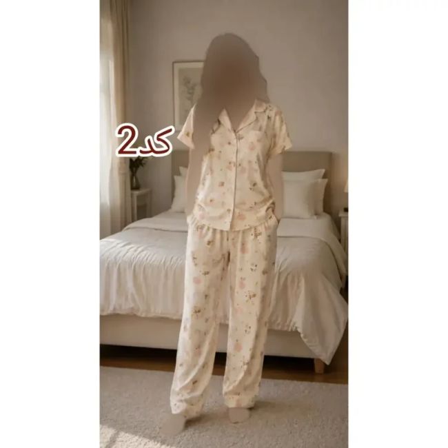ست لباس راحتی نخی موسلین وارداتی طرح پینترستی مناسب سایز 36 تا 46