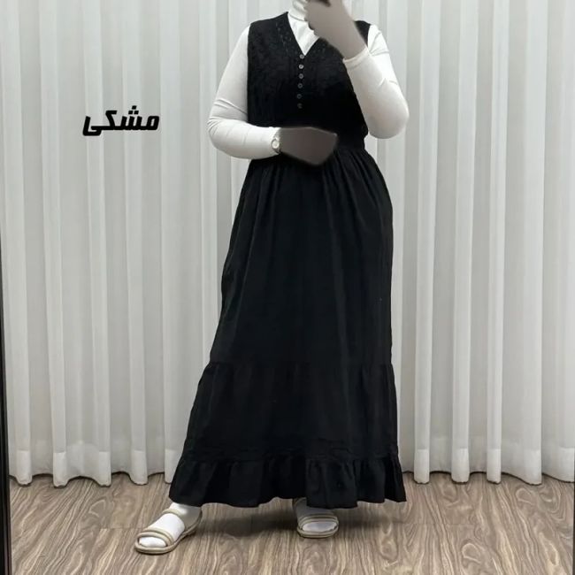 پیراهن ساحلی زنانه مدل سلن جنس نخ تافته سنگشور فری سایز آستردار