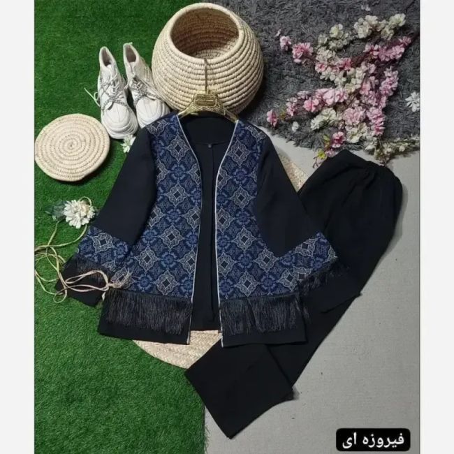 ست سنتی پاییزه نانسی سوپرمازراتی اعلا مغزی دوزی شده رنگ کله غازی فیروزه ای فری سایز