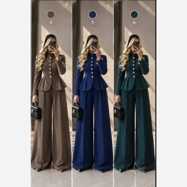 کت و شلوار زنانه جنس مازراتی دو سایزی رنگبندی متنوع (2)