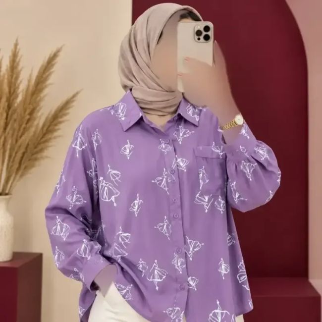 شومیز زنانه وارداتی نخ تایلندی مدل بالرین دکمه دار فری سایز