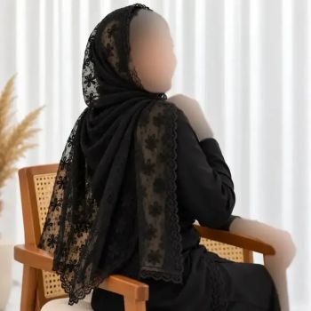 شال توری طرحدار نخی مناسب روزمره قواره 185 در 51 سانتی متر