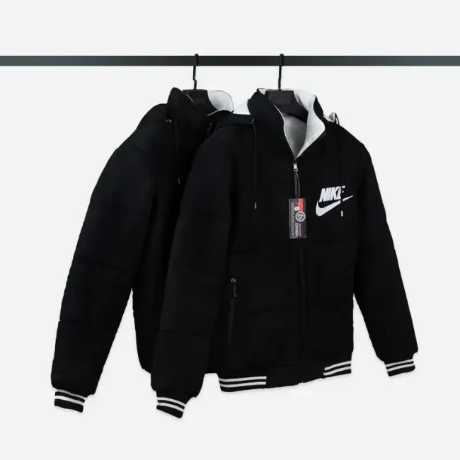 کاپشن دورو کلاه دار مشکی پارچه مموری درجه یک سایز XL و XXL (2)