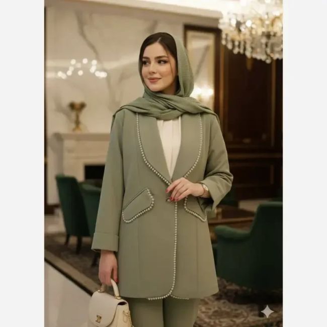 مانتو زنانه کتی مزونی مدل آبان کرپ مازراتی خرجکار کریستالی