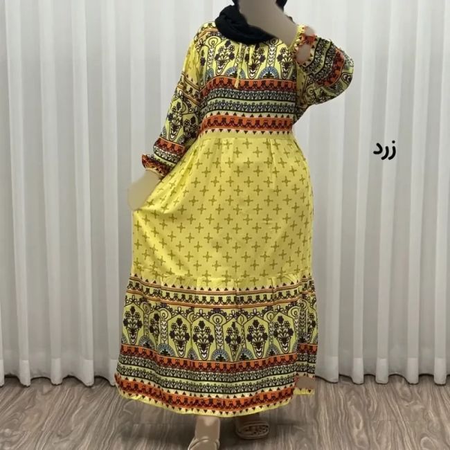 پیراهن ساحلی زنانه نخی مدل حاشیه دار ستاره فری سایز مناسب تا 46