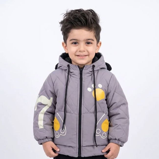 کاپشن پسرانه برزنتی طوسی پاییزه و زمستانه
