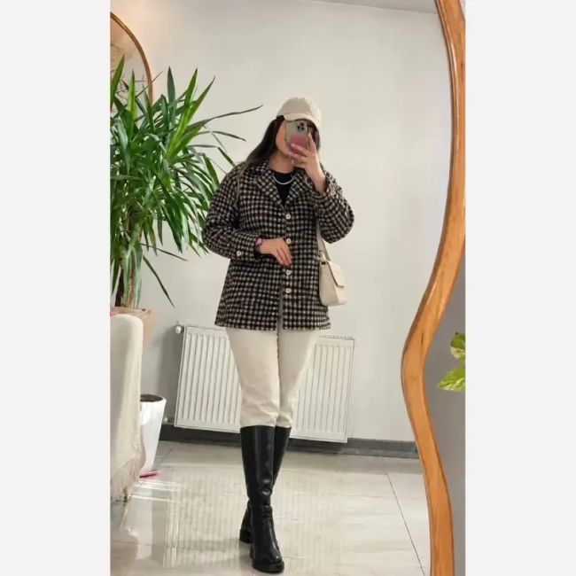 پالتو پشمی موهر دار لیوزا سایز 36 تا 46