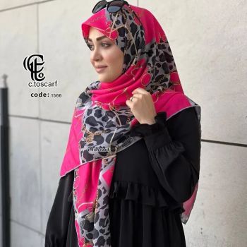 روسری نخ کاستوم طرح ارغوان قواره بزرگ 140 سانتیمتر زنانه