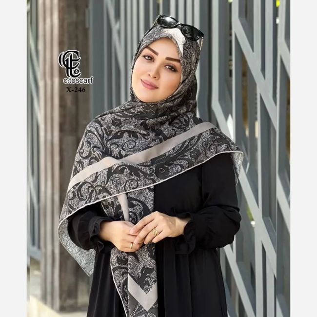 روسری نخ کاستوم طرح گیسو قواره بزرگ 140 سانتیمتر