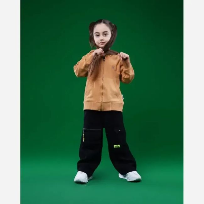 سویشرت بچگانه پاییزه اسپرت دورس دو نخ کلاهدار جیب کانگورویی سایز 50 تا 70