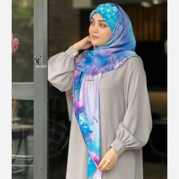 روسری نخ کاستوم طرح درنا سایز 140 صورتی چرخ دوز سیتو