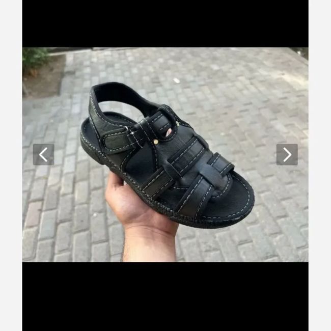 صندل چرم مردانه مدل سالار رنگ مشکی و قهوه ای روزمره