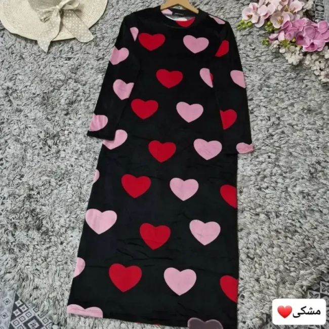ماکسی مخمل مدل قلبی زنانه آستین بلند سایز 38 تا 48