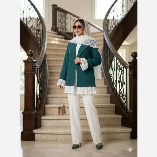 مانتو زنانه کتی مزونی مدل الیماز جنس کرپ مازراتی سایز 38 تا 52