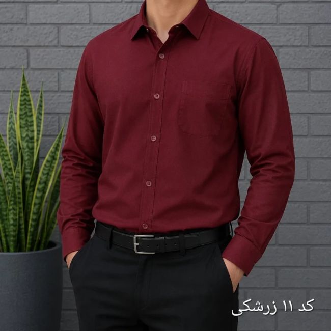 پیراهن آستین بلند مردانه بنگال کشی قواره اندامی رنگ ثابت (2)
