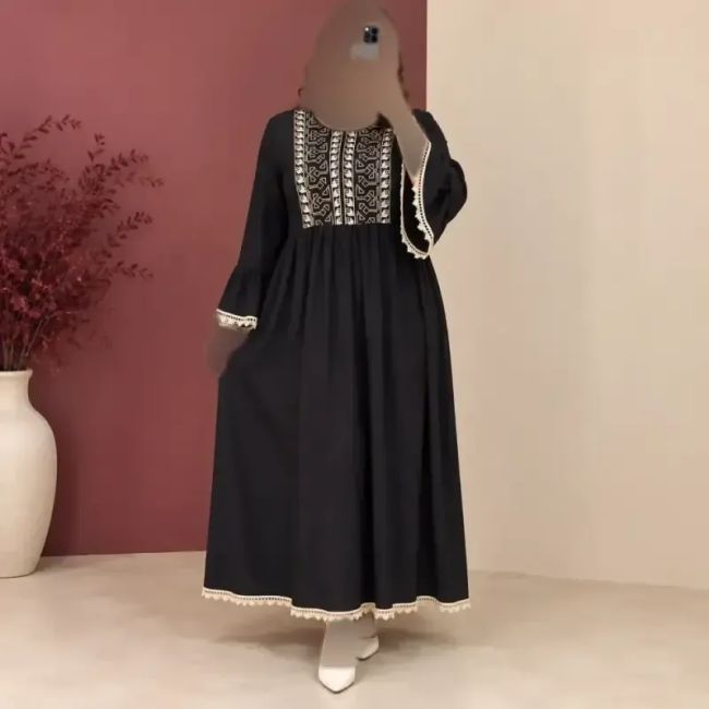 پیراهن ساحلی زنانه هندی گلدوزی ماهورا جنس نخ تافته