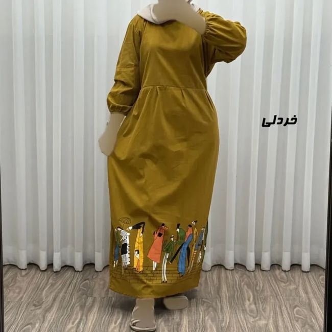 پیراهن ساحلی زنانه لینن فری سایز مدل کمرکش مناسب تا سایز 48