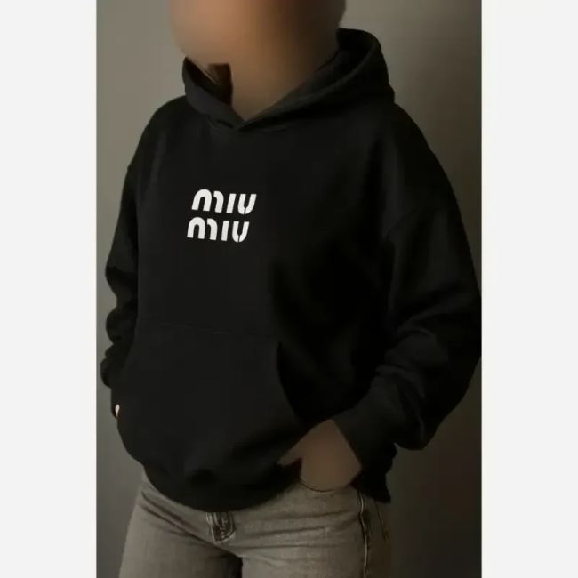هودی زنانه دورس داخل کرکی طرح miumiu فری سایز