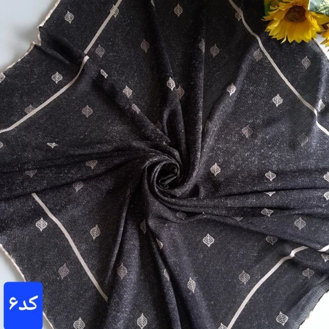 روسری نخی کشمیر قواره 140 مدل برگ دور دست دوز