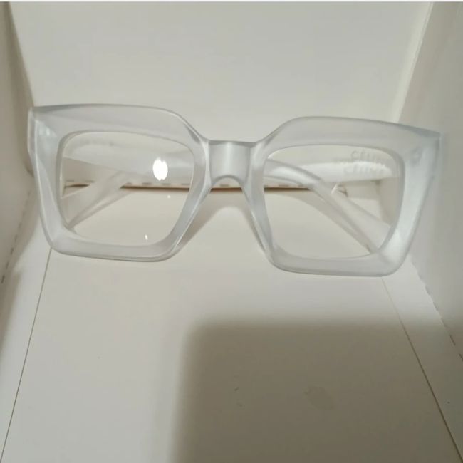 عینک بلوکات سلین کریستال شیشه بی رنگ UV400 شفاف یخی زنانه مردانه