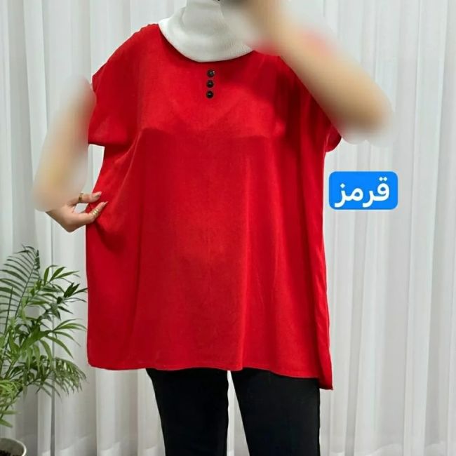 تاپ زنانه نخی شسته شده فری سایز مناسب تا سایز 50 چهارفصل تنخور آزاد و راحت