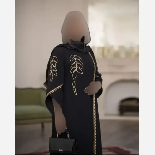 مانتو گلدوزی شده مدل رویسا پارچه شانتون اسلپ قد 109 سانت