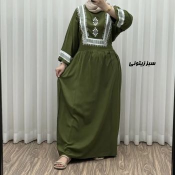 پیراهن نخی زنانه مدل پادمیرا فری سایز مناسب تا 48 همراه با کمربند