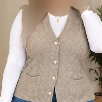 ژیله بافت زنانه گپ خارجی یقه هفت دکمهای فری سایز