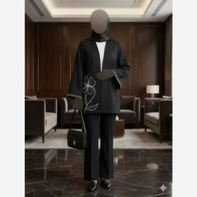 مانتو گلدوزی شده کرپ مازراتی نخ تویست مدل آیماز دو سایز 40 تا 56