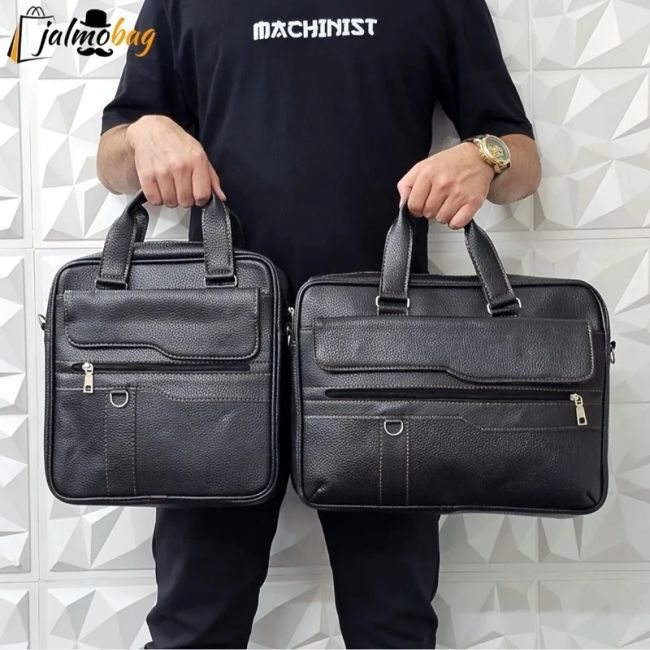 کیف اداری لپتاپی چرمی حلقه دار دو خانه دستی و دوشی