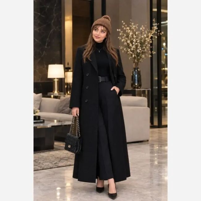 پالتو تک زنانه آیلار جنس کتان کجرا ضخیم مناسب فصل سرما سایز یک و دو