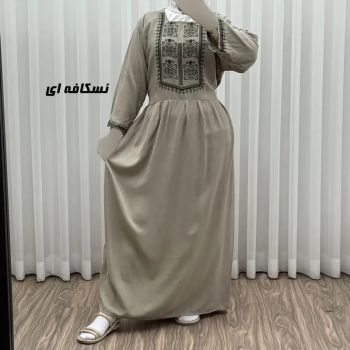 پیراهن ساحلی نخی زنانه مدل ساره 2 کد 1756 فری سایز با کمربند