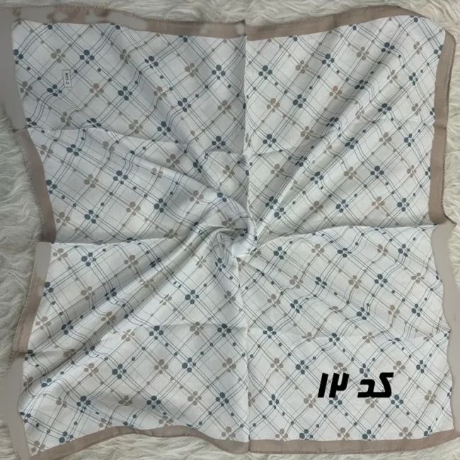 مینی اسکارف آبی نخ طرحبندی قواره 65×65 مناسب استفاده روزمره
