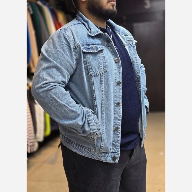 کت جین مردانه سایز بزرگ پارچه ترک بدون کش در رنگبندی متنوع سایز XL تا 4XL