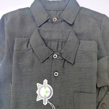 پیراهن لینن دخترانه جلو دکمه دار رنگ مشکی