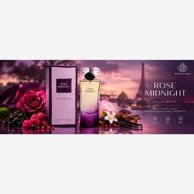 عطر ادکلن زنانه فراگرنس ورد رز میدنایت 80 میل