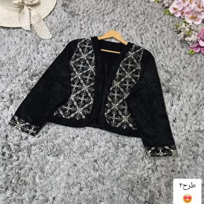 کت تک زنانه مخمل خرجکار هندی مدل نیلناز فری سایز