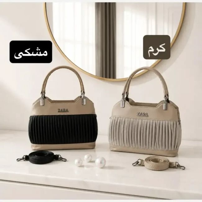 کیف زنانه چرم مصنوعی مجلسی دو بند جیب دار