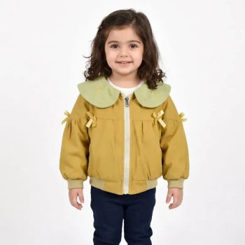 کاپشن پاییزه دخترانه یقه ب کرم داخل خز
