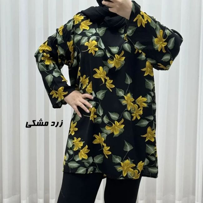 تونیک نخی زنانه طرحدار فری سایز مناسب تا سایز 52 (2)